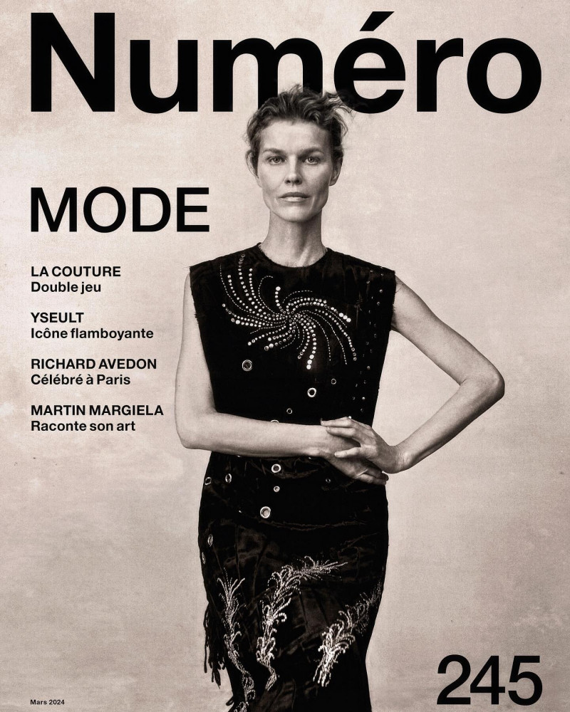 Eva Herzigova featured on the Numéro France cover from March 2024