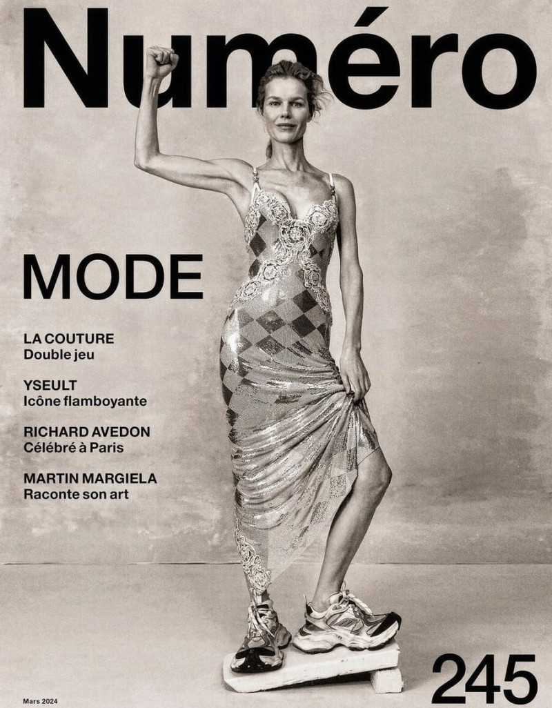 Eva Herzigova featured on the Numéro France cover from March 2024