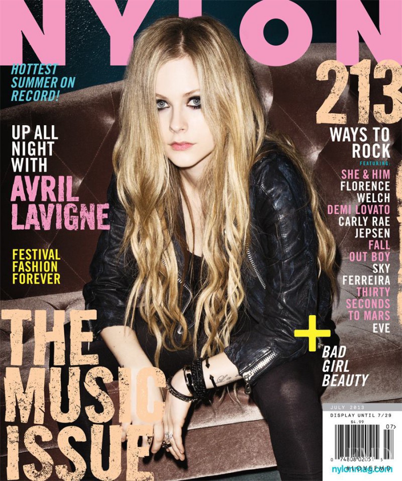 Avril Lavigne featured on the Nylon cover from July 2013