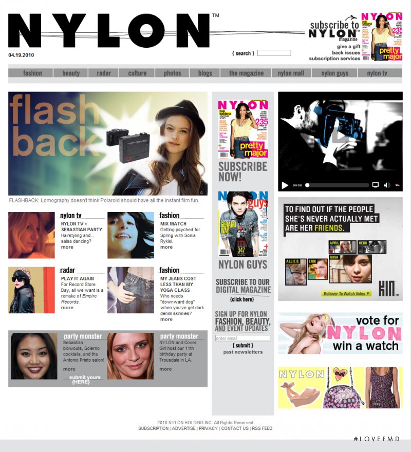  featured on the Nylonmag.com screen from April 2010