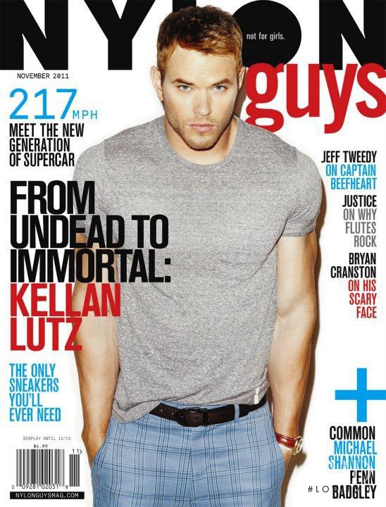 Kellan Lutz featured on the Nylon Guys Magazine cover from November 2011