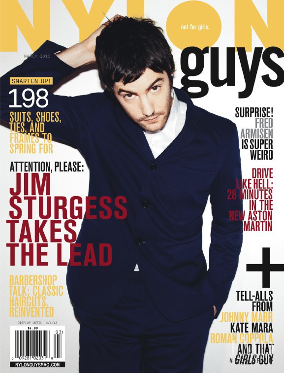 Jim Sturgess featured on the Nylon Guys Magazine cover from March 2013