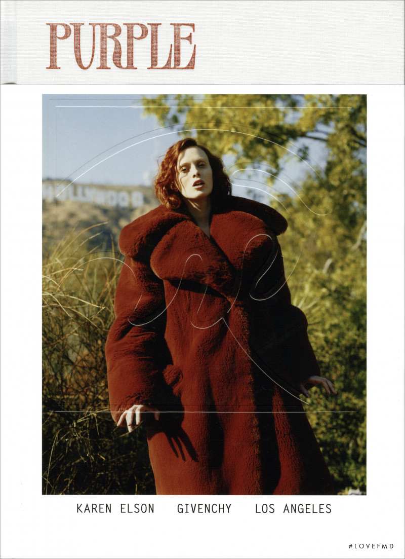 Karen Elson featured on the Purple Fashion cover from September 2018