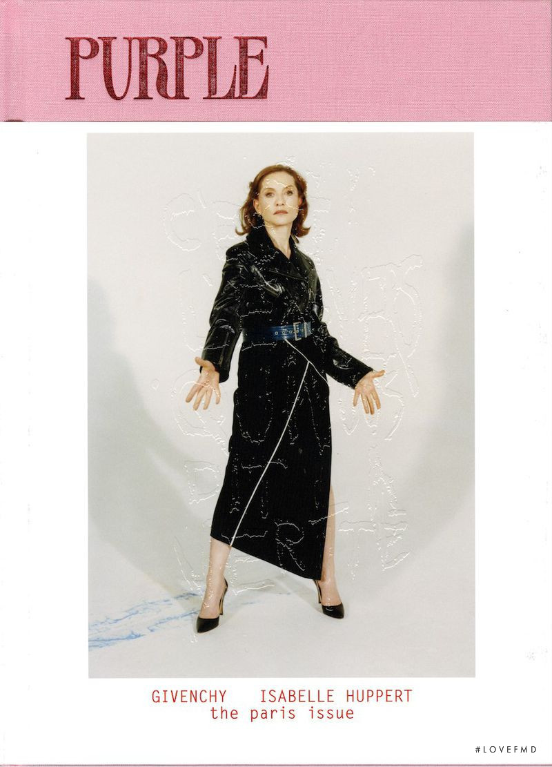 Isabelle Huppert featured on the Purple Fashion cover from February 2019
