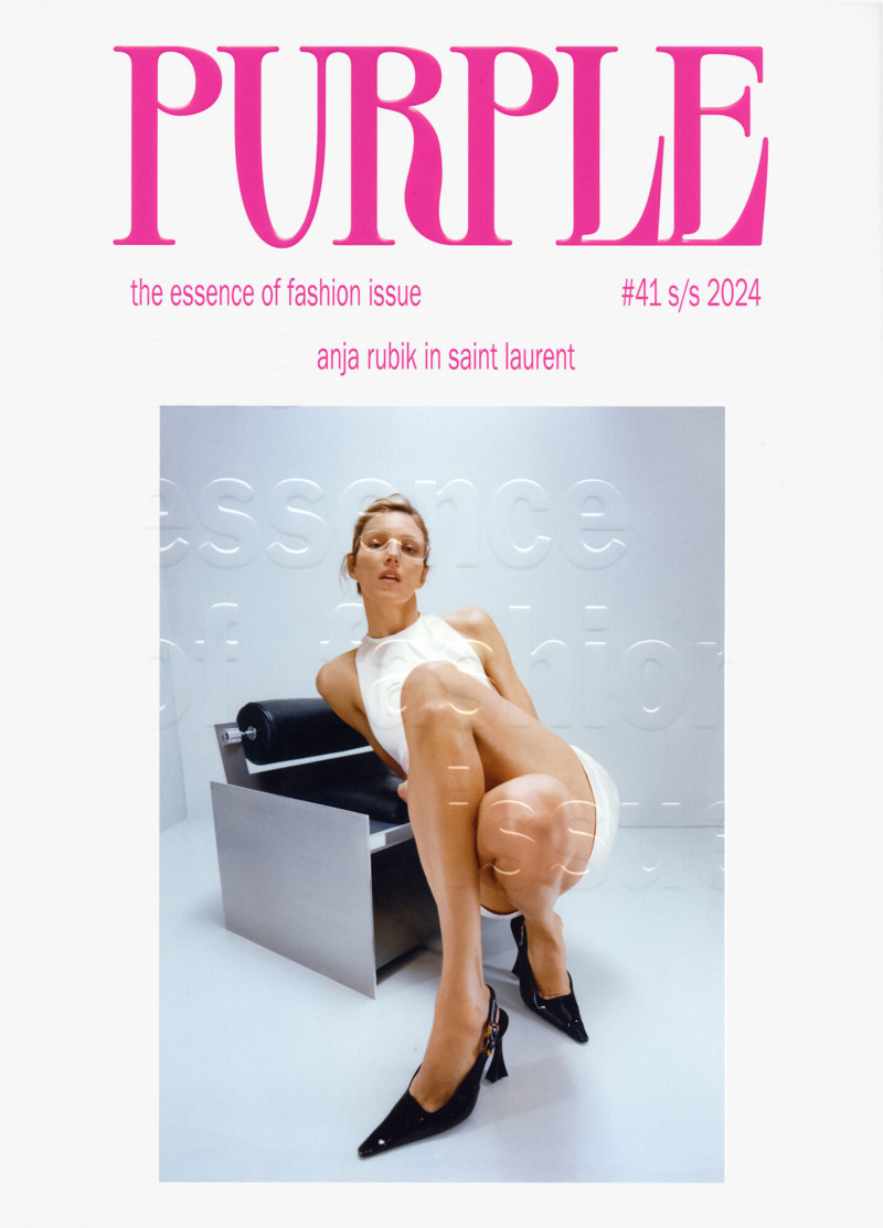 Anja Rubik featured on the Purple Fashion cover from February 2024