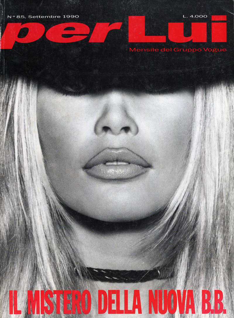 Claudia Schiffer featured on the Lui Italy cover from September 1990