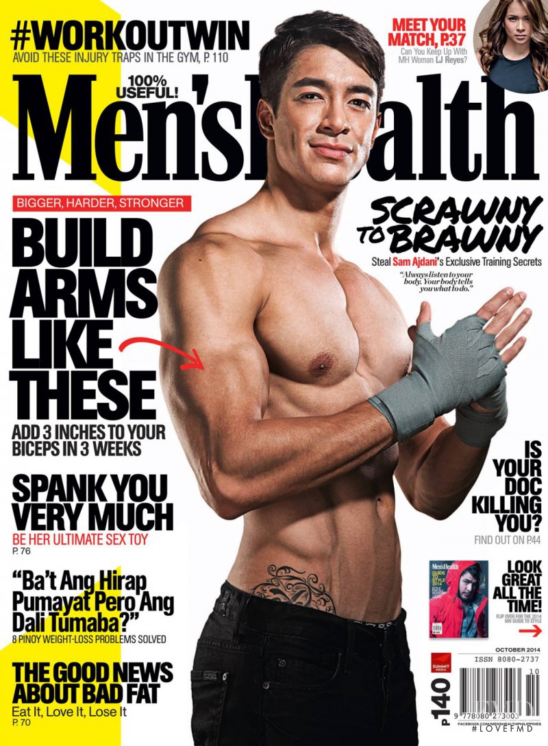 Sam Ajdani featured on the Men\'s Health Philippines cover from October 2014