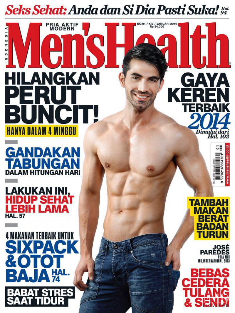 José Paredes featured on the Men\'s Health Indonesia cover from January 2014