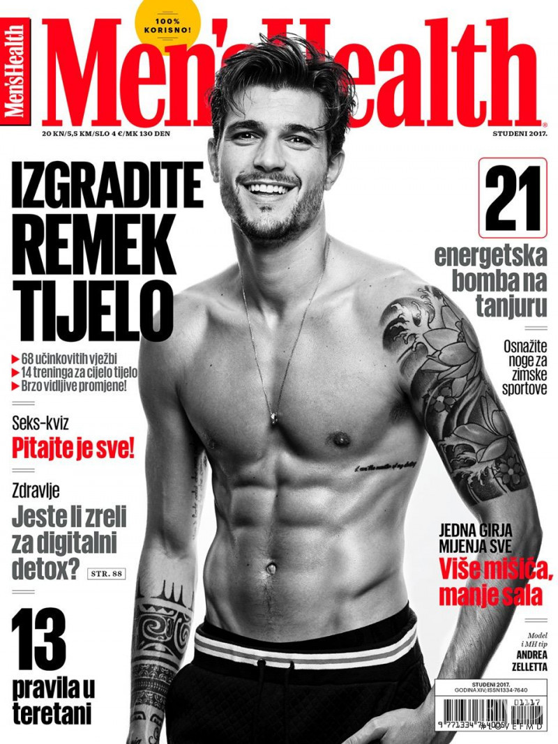 Andrea Zelletta featured on the Men\'s Health Croatia cover from November 2017