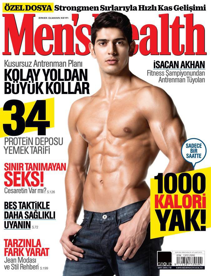 Isacan Akhan featured on the Men\'s Health Turkey cover from October 2014