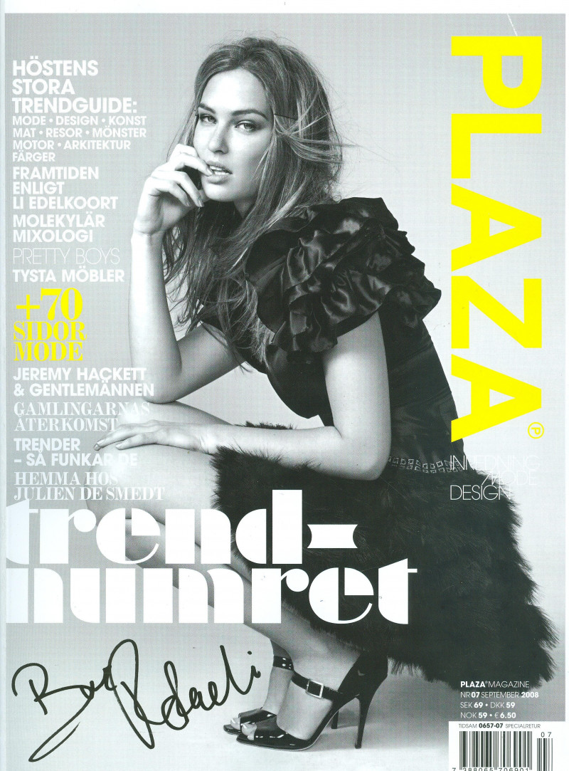 Bar Refaeli featured on the Plaza Magazine Sweden cover from September 2008