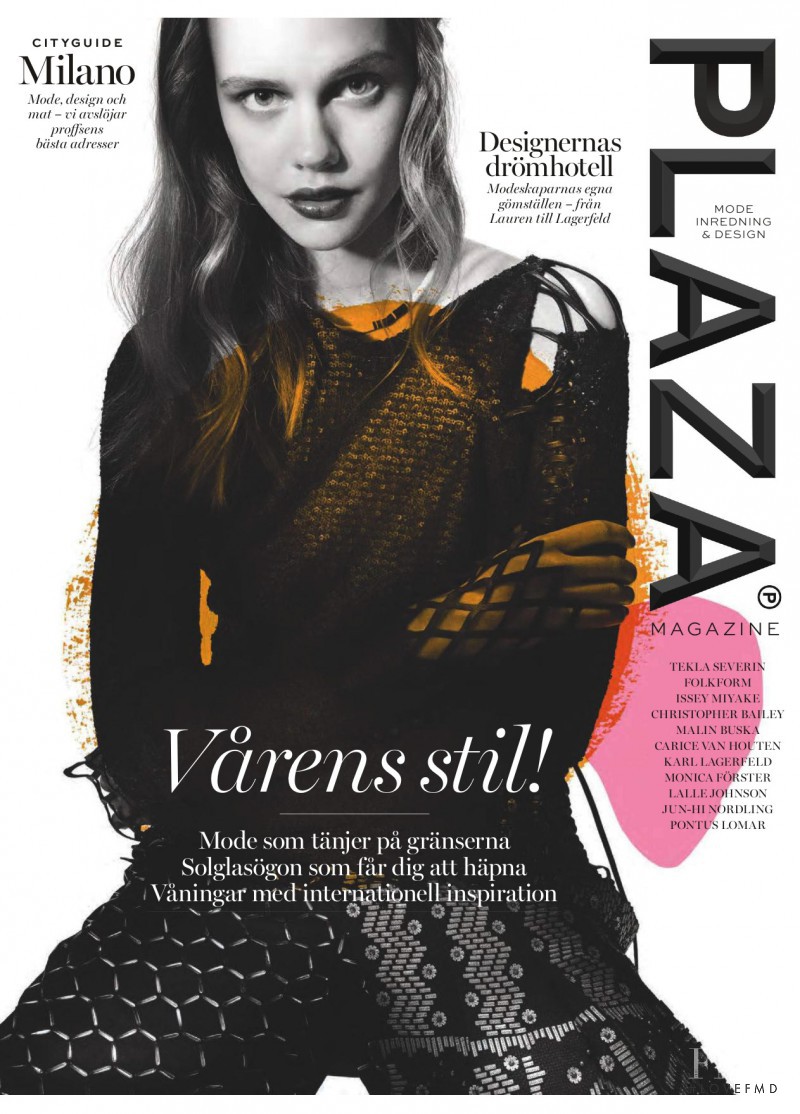 Stina Rapp featured on the Plaza Magazine Sweden cover from March 2016