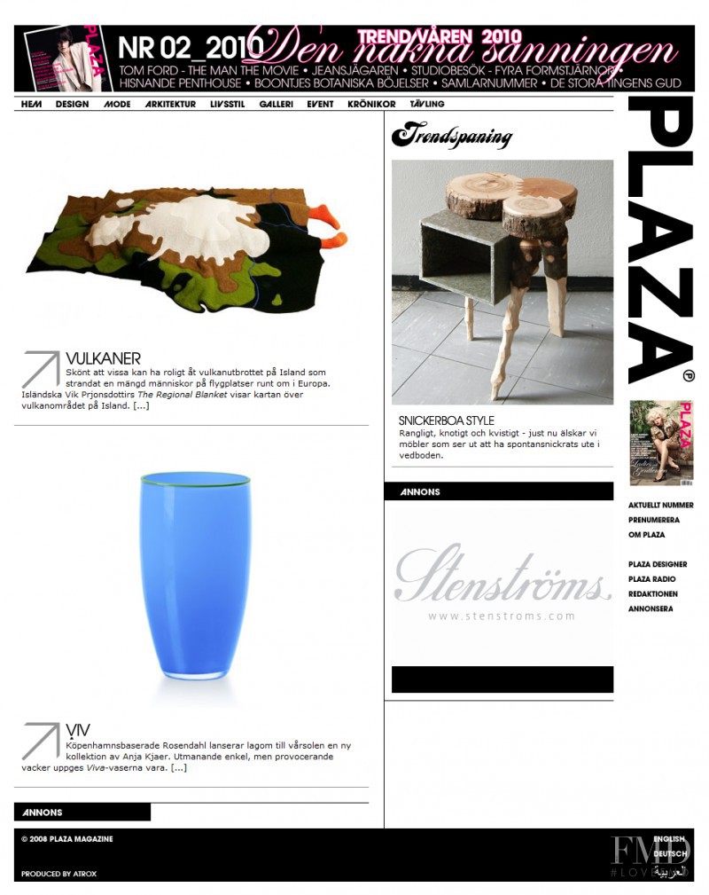  featured on the PlazaMagazine.se screen from April 2010