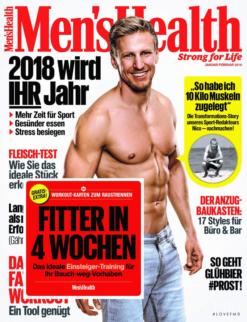 Nico Airone featured on the Men\'s Health Germany cover from January 2018