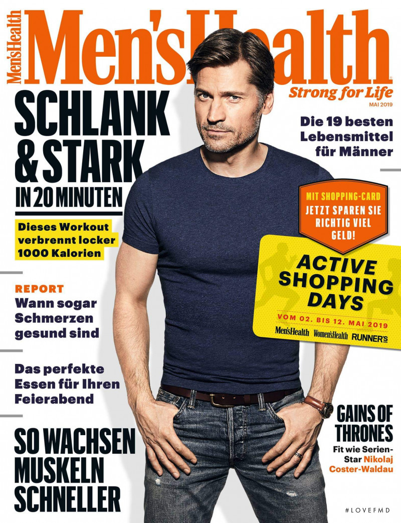 Nikolaj Coster-Waldau featured on the Men\'s Health Germany cover from May 2019