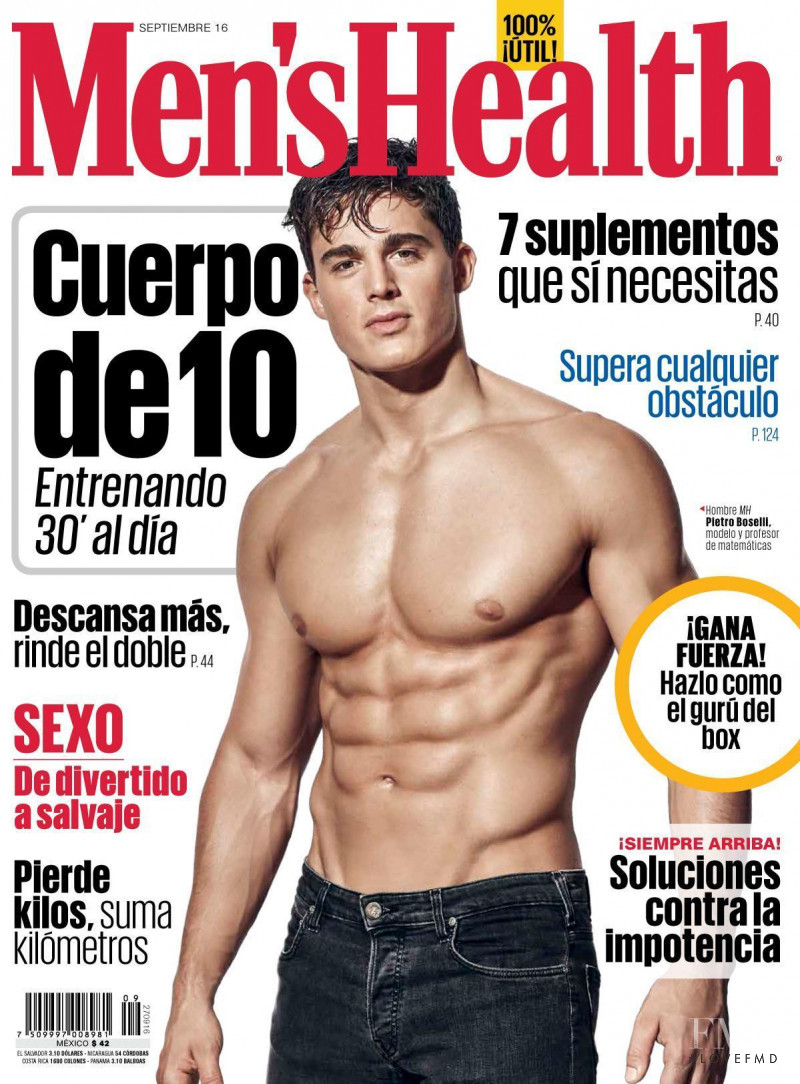 Pietro Boselli featured on the Men\'s Health Mexico cover from September 2016