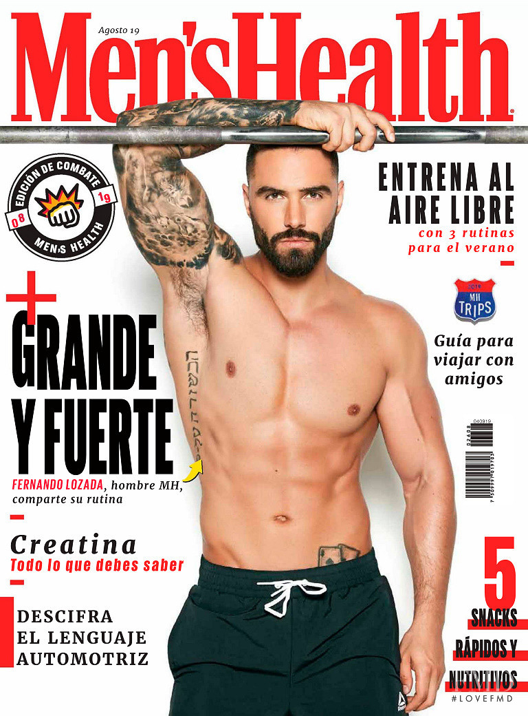 Fernando Lozada featured on the Men\'s Health Mexico cover from August 2019