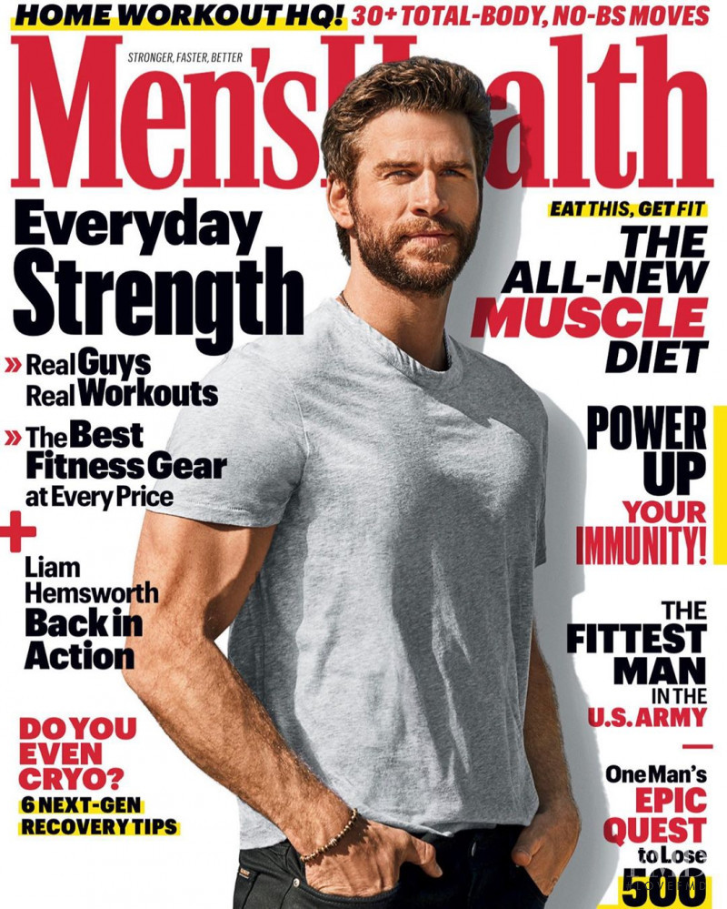Liam Hemsworth featured on the Men\'s Health USA cover from May 2020