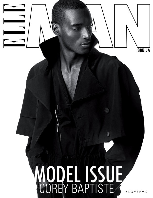 Corey Baptiste featured on the Elle Man Serbia cover from March 2015