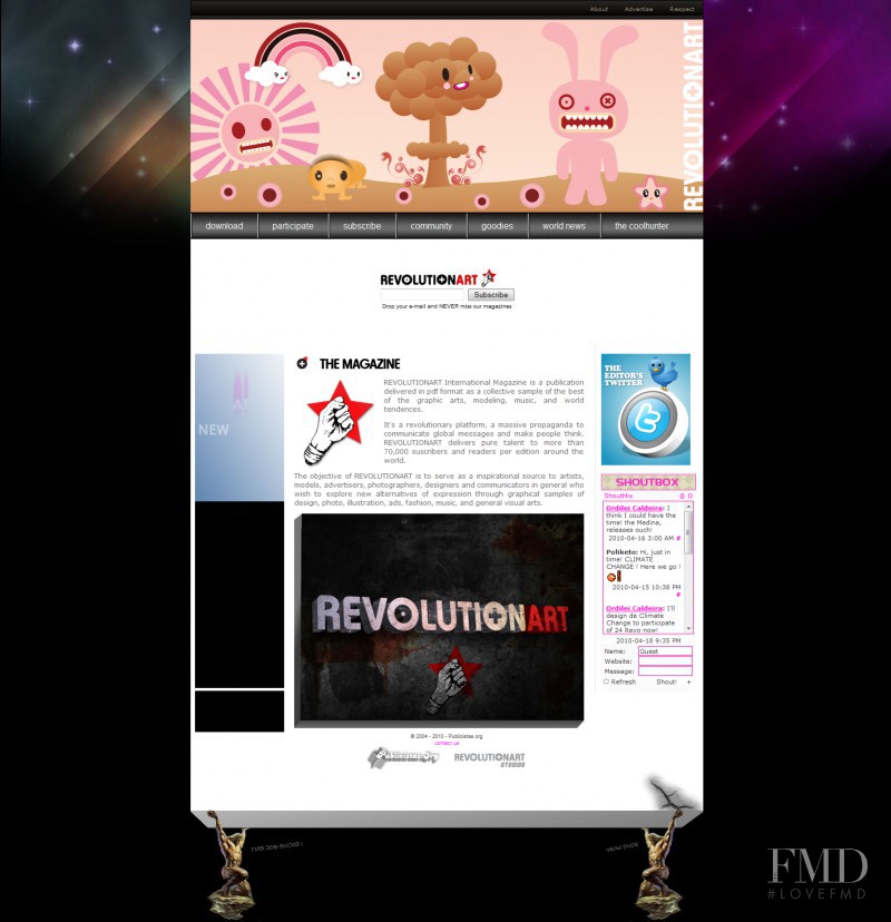  featured on the RevolutionartMagazine.com screen from April 2010