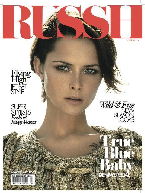Tasha Tilberg featured on the Russh cover from July 2008