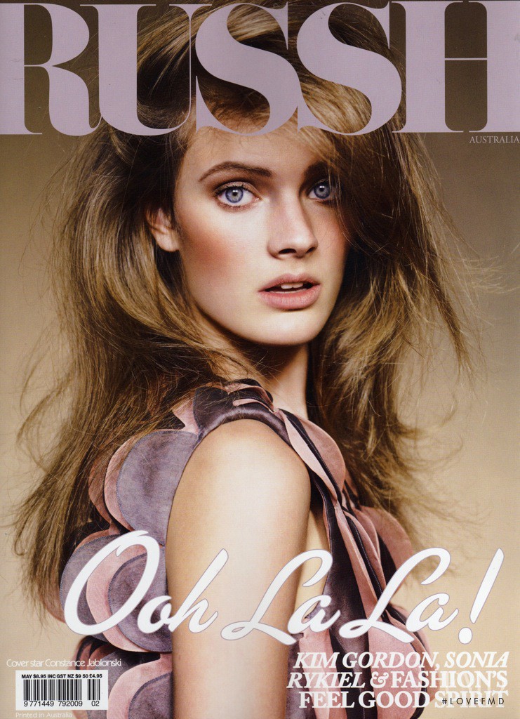 Constance Jablonski featured on the Russh cover from May 2009