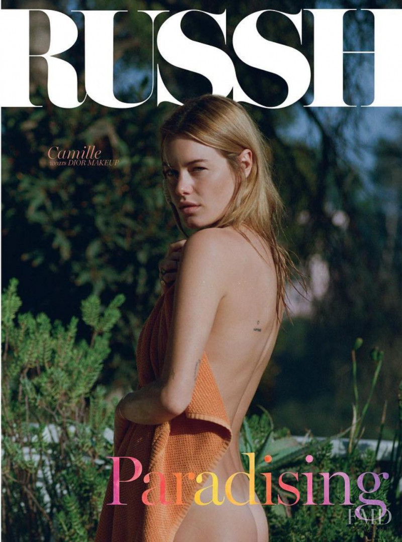 Camille Rowe featured on the Russh cover from January 2019