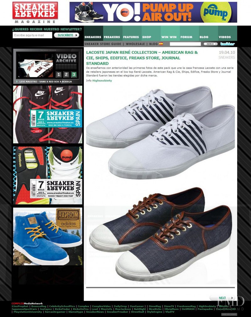  featured on the SneakerFreaker.es screen from April 2010