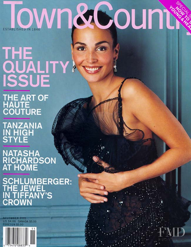 Ines Sastre featured on the Town & Country cover from November 2001