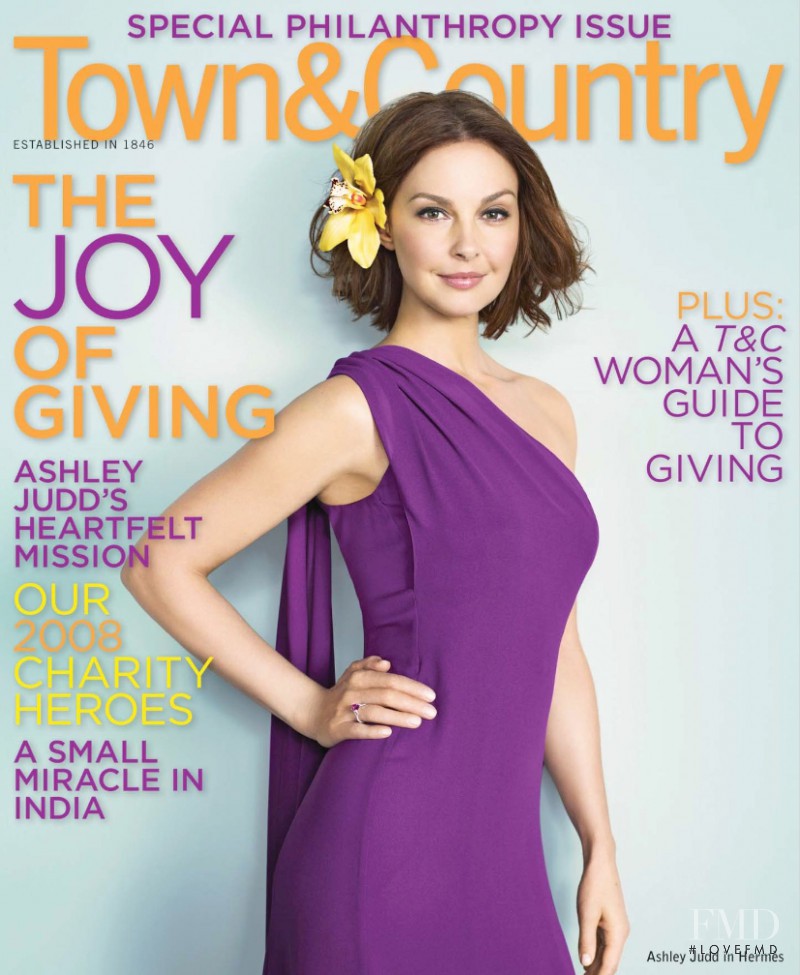 Ashley Judd featured on the Town & Country cover from June 2008