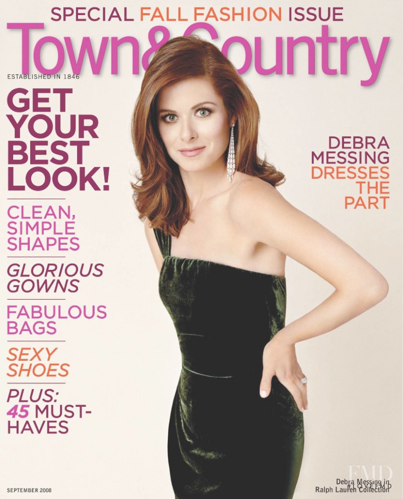 Debra Messing featured on the Town & Country cover from September 2008