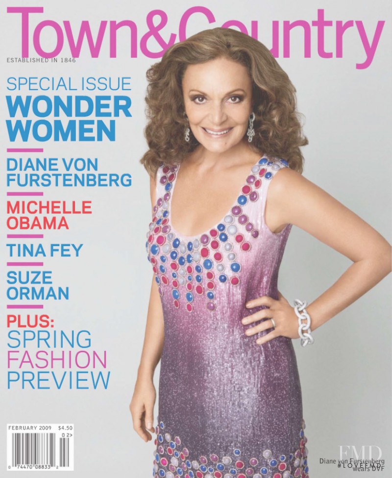 Diane von Furstenberg featured on the Town & Country cover from February 2009
