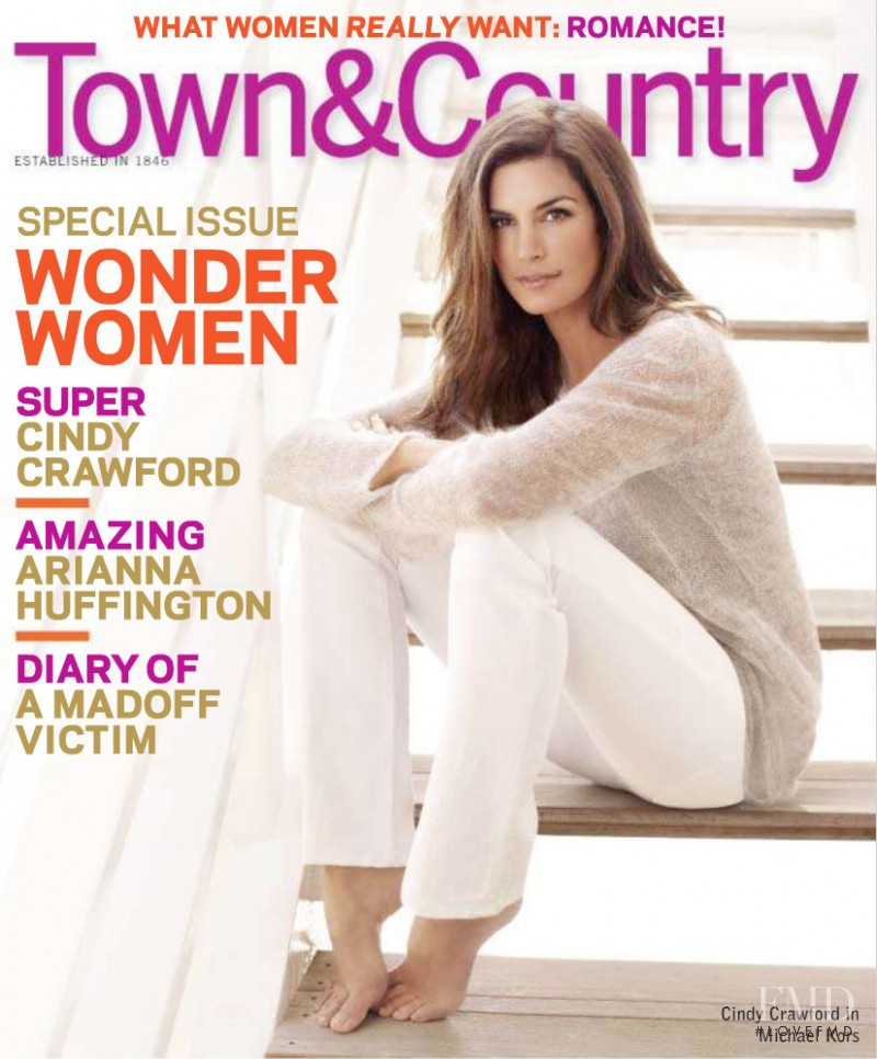 Cindy Crawford featured on the Town & Country cover from February 2010