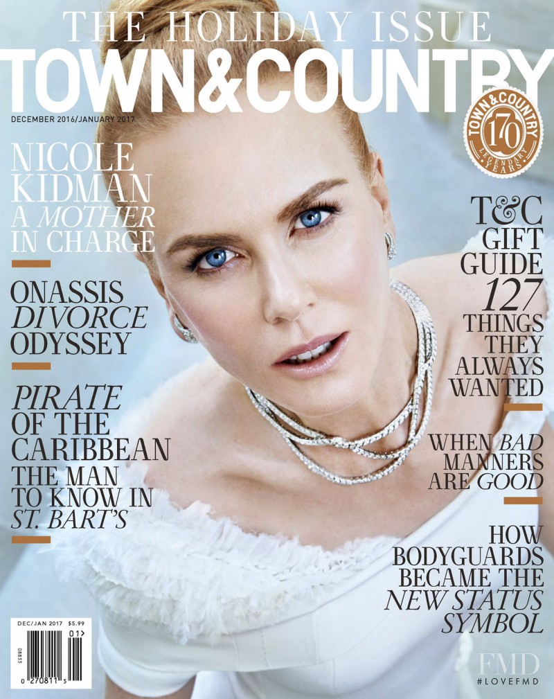 Nicole Kidman featured on the Town & Country cover from December 2016
