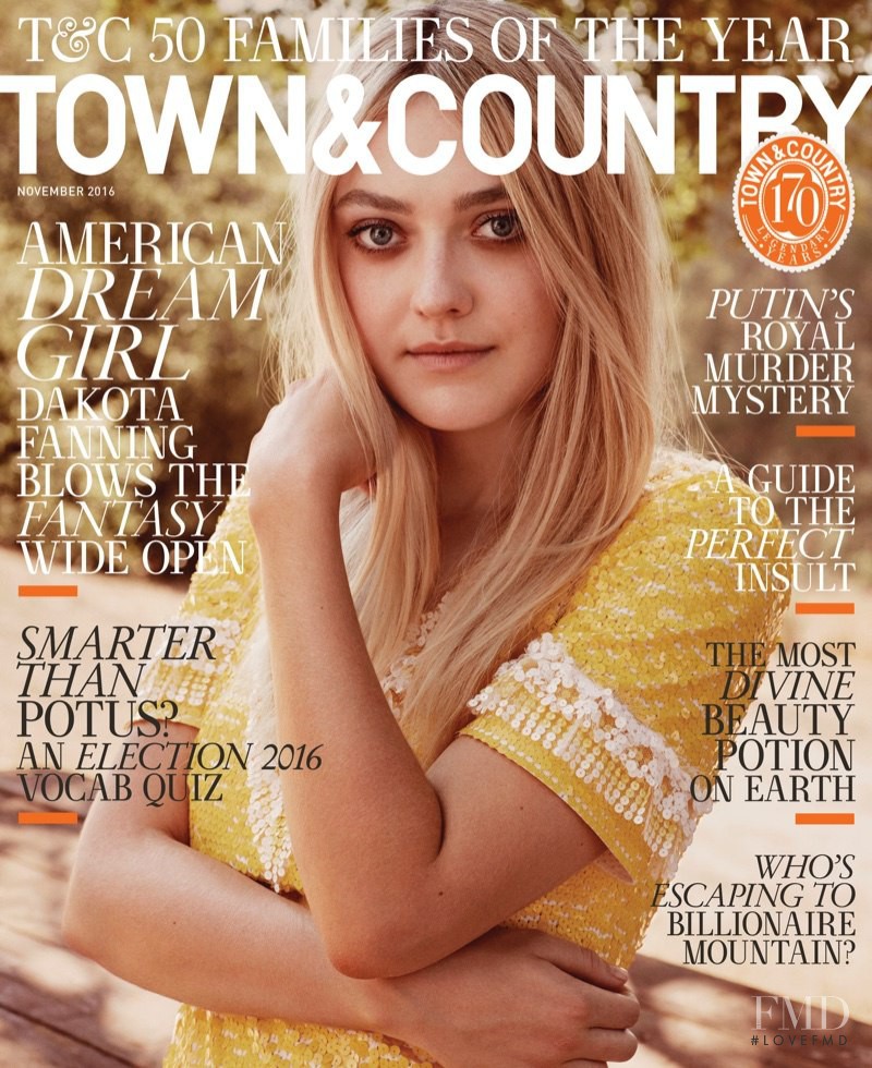 Dakota Fanning featured on the Town & Country cover from November 2016