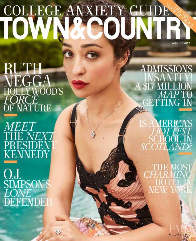 Ruth Negga featured on the Town & Country cover from August 2017