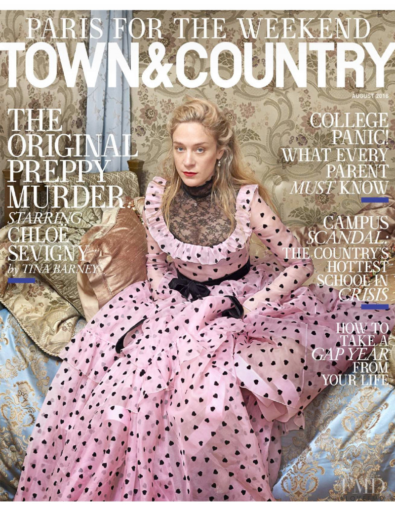 Chloe Sevigny featured on the Town & Country cover from August 2018