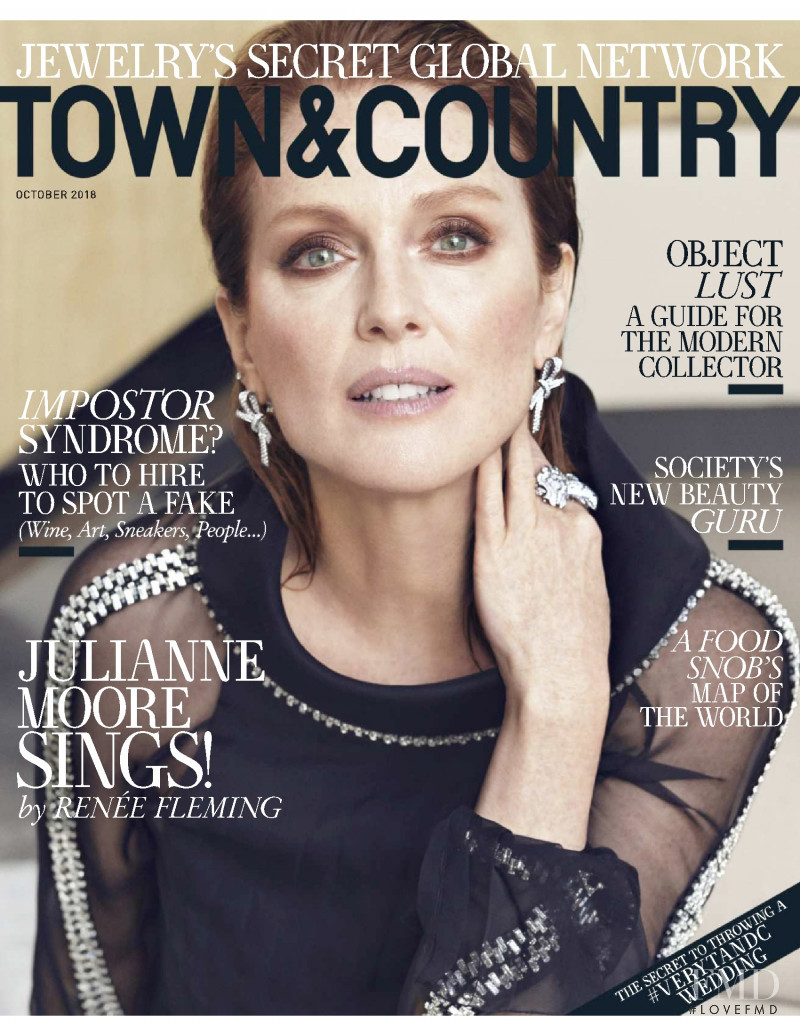 Julianne Moore featured on the Town & Country cover from October 2018