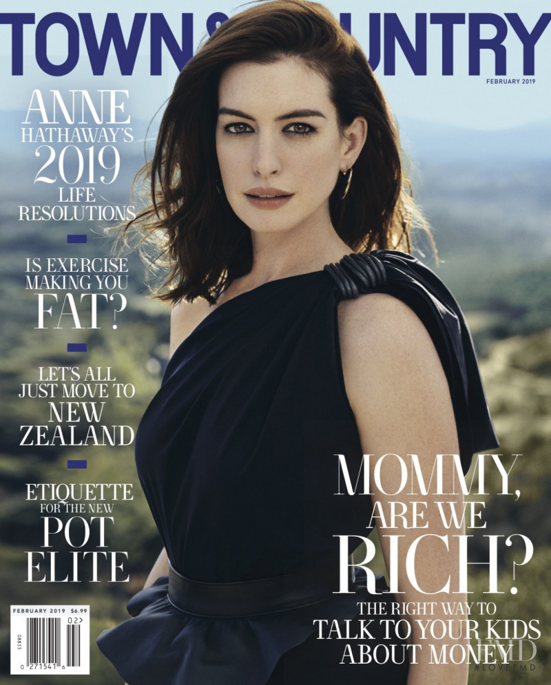 Anne Hathaway featured on the Town & Country cover from February 2019