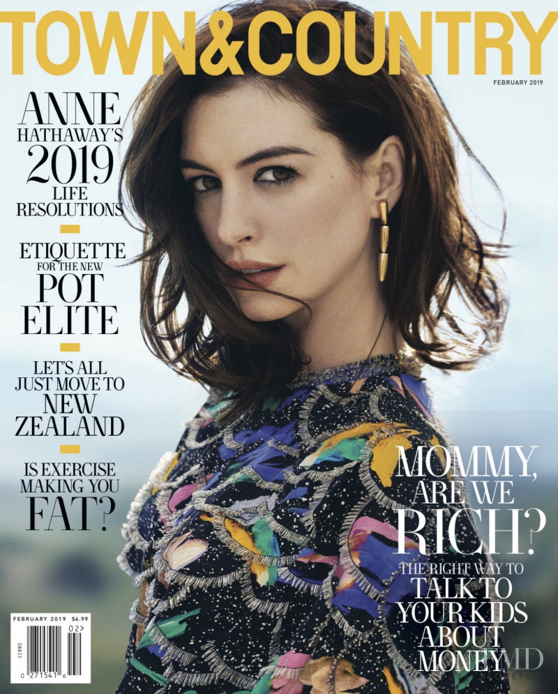 Anne Hathaway featured on the Town & Country cover from February 2019