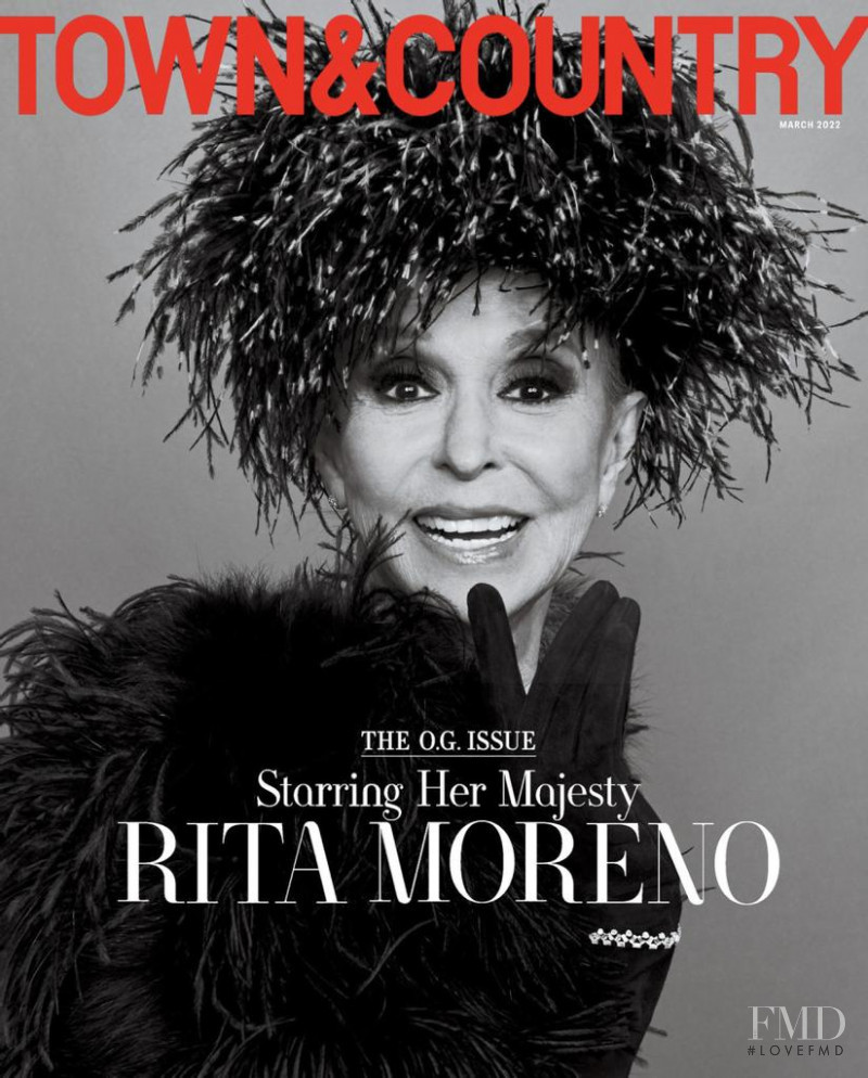 Rita Moreno featured on the Town & Country cover from March 2022