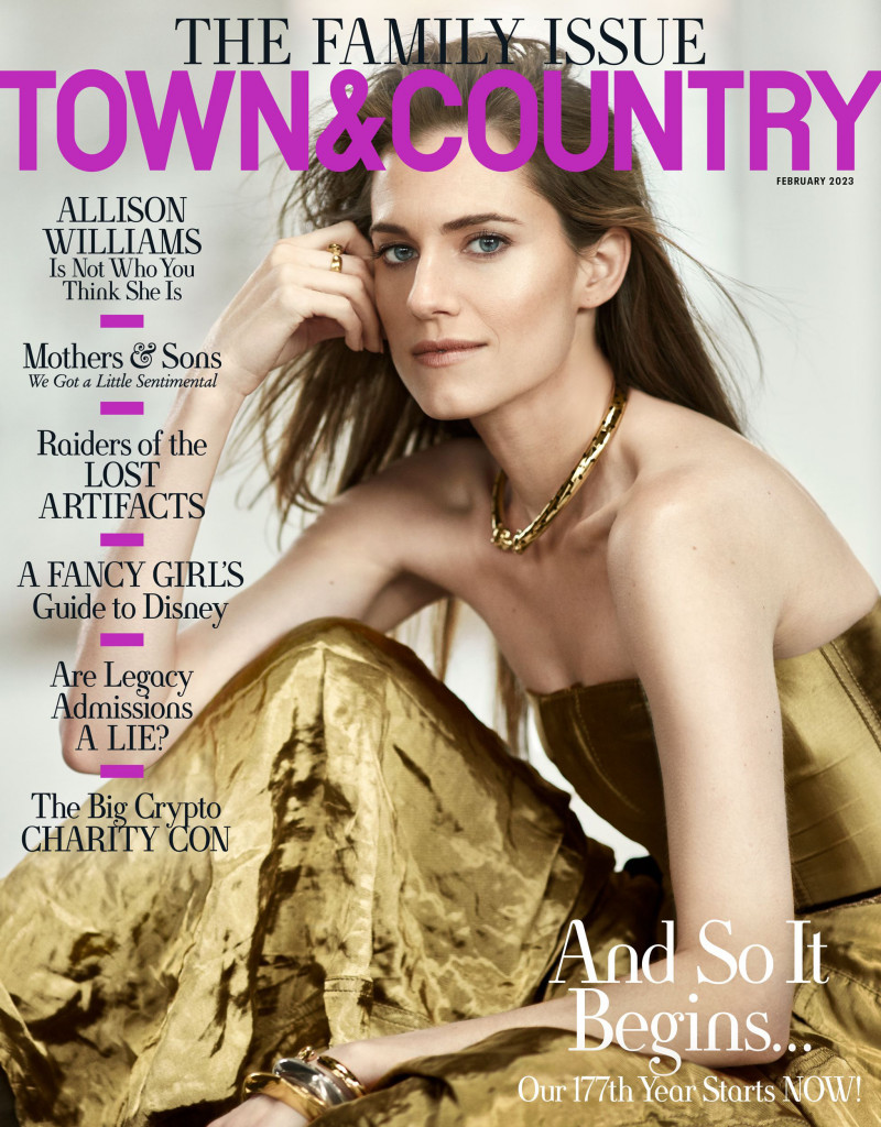Allison Williams featured on the Town & Country cover from February 2023