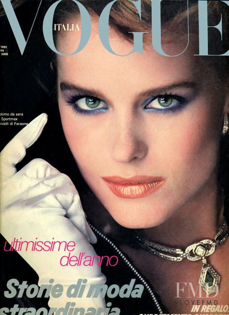 Jacki Adams featured on the Vogue Italy cover from December 1982