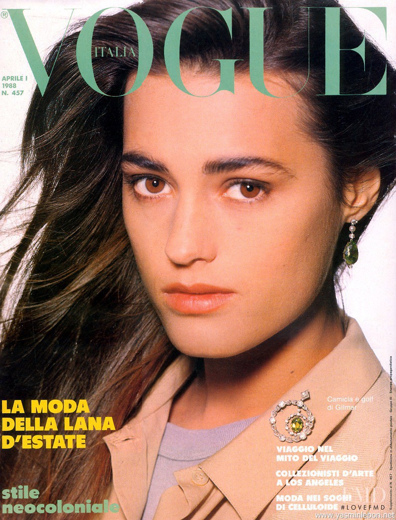 Yasmin Le Bon featured on the Vogue Italy cover from April 1988