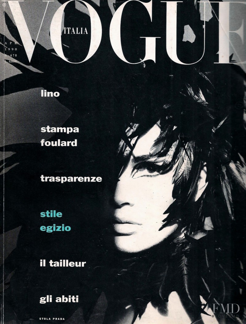 Kim Williams featured on the Vogue Italy cover from April 1990