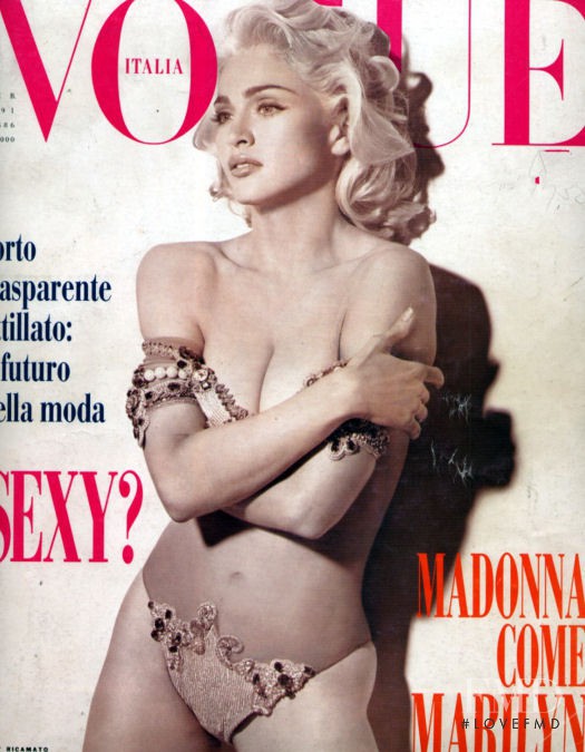 Madonna featured on the Vogue Italy cover from February 1991