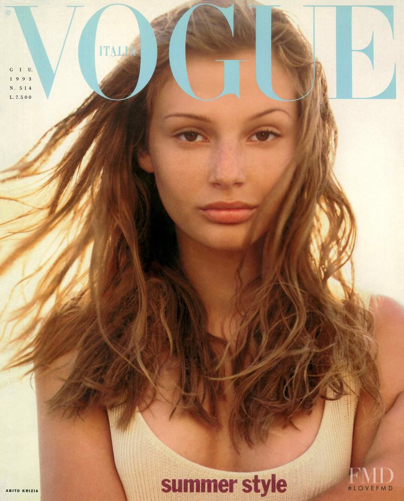 Bridget Hall featured on the Vogue Italy cover from June 1993