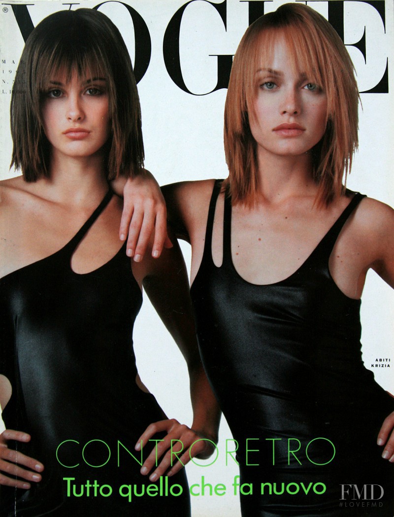 Amber Valletta, Trish Goff featured on the Vogue Italy cover from March 1995