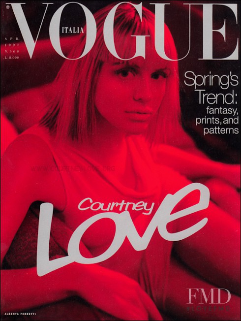 Courtney Love featured on the Vogue Italy cover from April 1997