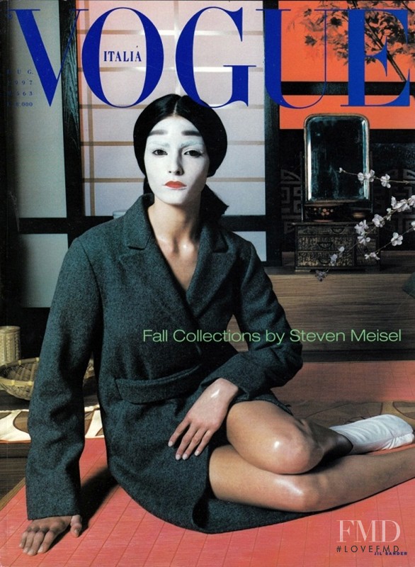 Danielle Zinaich featured on the Vogue Italy cover from July 1997